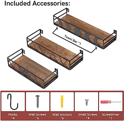 Pracaniz Moon Phase Wall Shelf with 4 Hooks