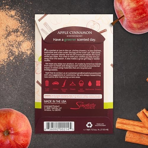 Simplicity Scents Apple Cinnamon Scented Sachets Pack of 6