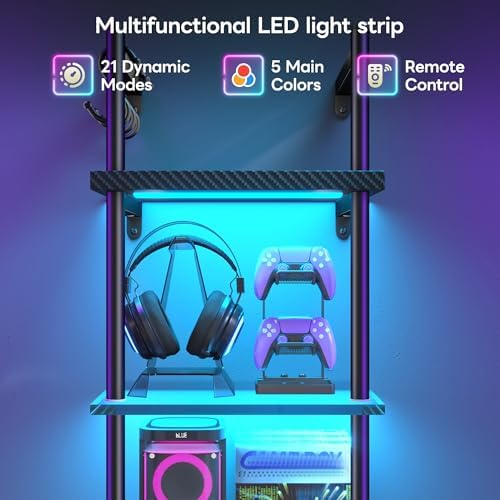 REIBII 7 Tier Floating Shelves with LED Light
