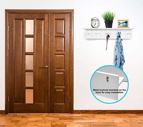 Greenco Entryway Floating Shelf with Hooks - 24 White