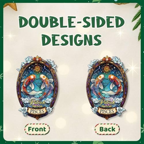 Personalized Pisces Constellation Hanging Ornament for Christmas Tree Decoration