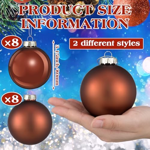 16 Pcs 315 Inch Glass Christmas Tree Decorations