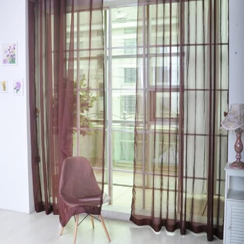 Iuokuby Luxury Semi Sheer Curtains 2 Panels Brown