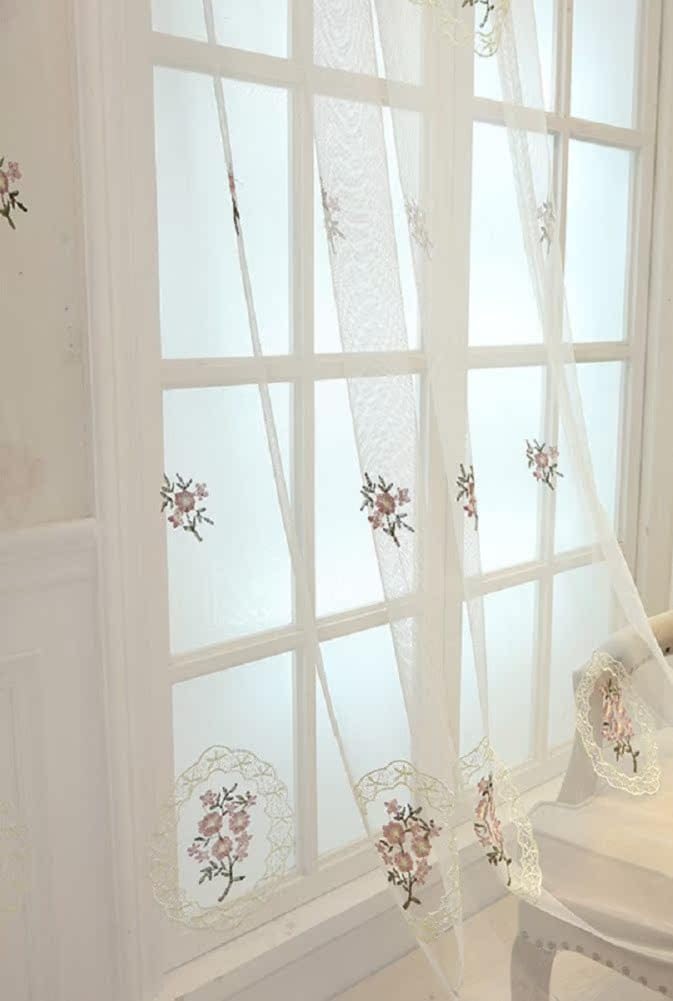 Luxury Embroidery Sheer Curtains 2 Panels 54x102 Inch