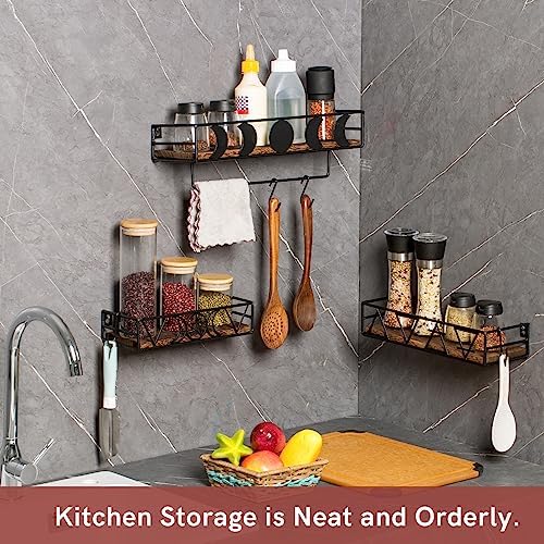 Pracaniz Moon Phase Wall Shelf with 4 Hooks