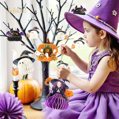 AOBKIAT Halloween Hanging Decorations 5PCS Gold Glitter Ornaments