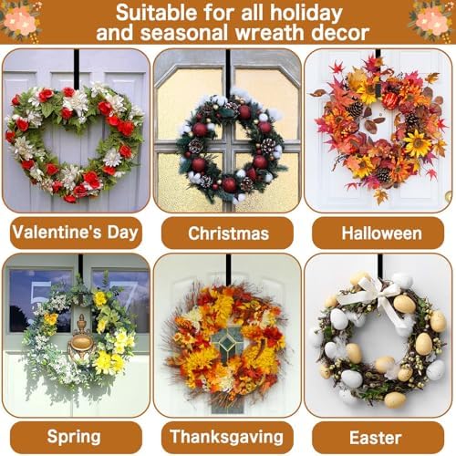 4 Pack 15 Inch Wreath Hanger for Front Door - Black