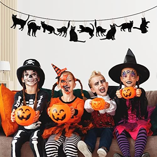 WATINC 31pcs Halloween Black Cat Wood Hanging Ornament