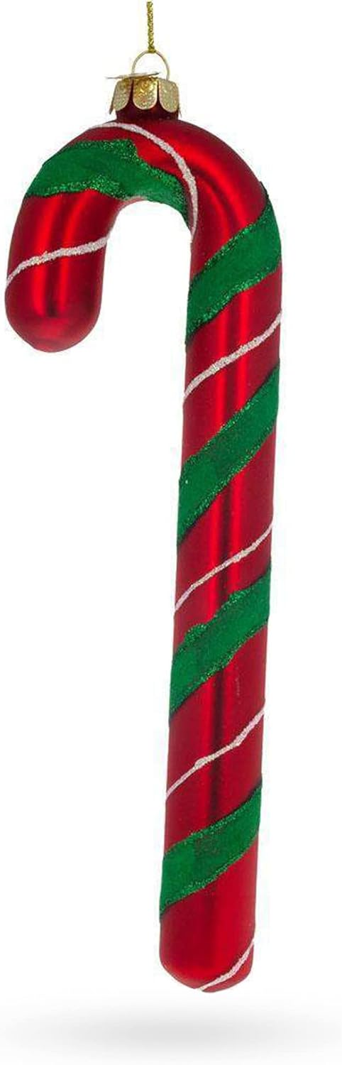 Festive Striped Candy Cane Glass Christmas Ornament