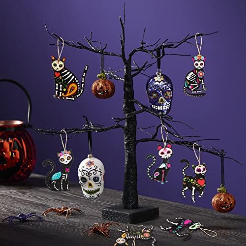 WATINC 31pcs Day of the Dead Cat Skeleton Wood Hanging Ornament