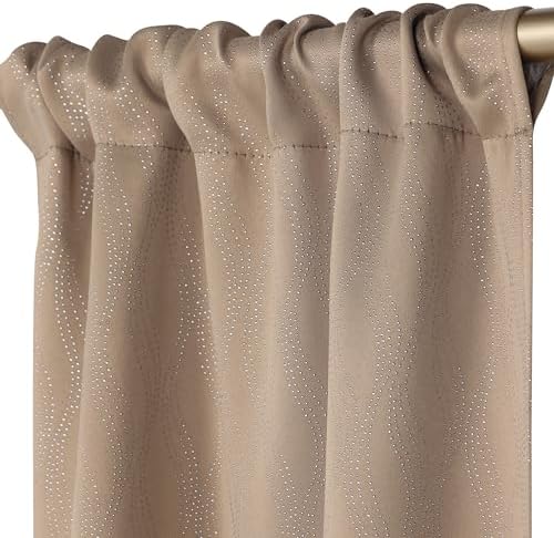 Superior Blackout Curtains with Grommet Header Tan Set of 2 Panels 42x108