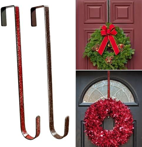 2 Pack Metal Wreath Hangers Brown Red
