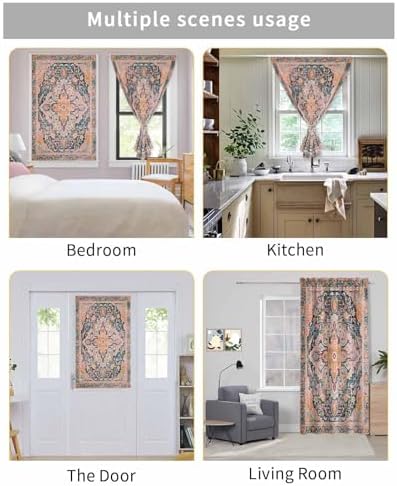 Yomandocix Orange Geometric Self Adhesive Curtains for Windows