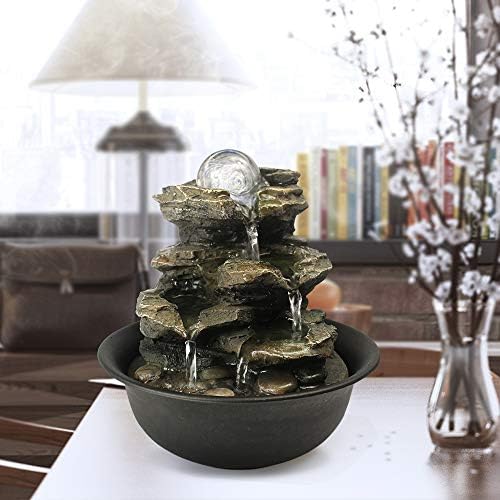 BBabe Spinning Orb Rock Cascade Tabletop Fountain with LED Light