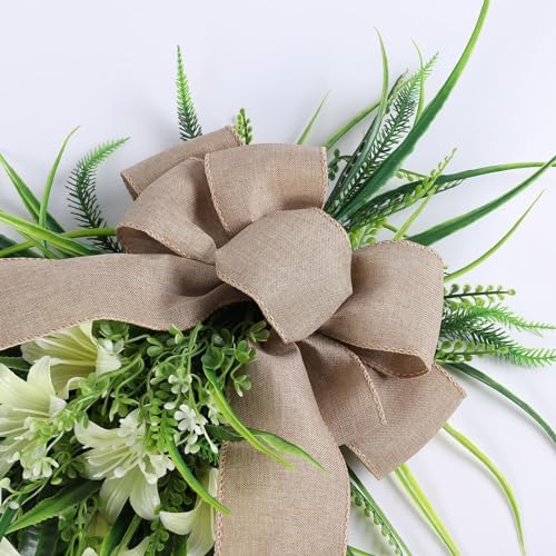 MSUIINT Artificial Lilies Teardrop Wreath Decor