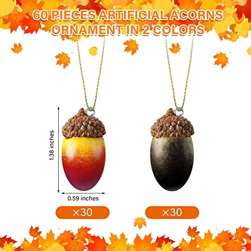 Dingion 60 Pcs Fall Acorn Hanging Decor