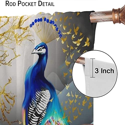 Peacock Curtains with Golden Butterfly Design