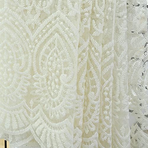 Iuokuby White Semi Line Sheer Curtains 2 Panels