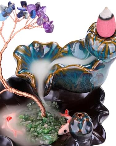 Jovivi Backflow Incense Burner with 7 Chakra Stones