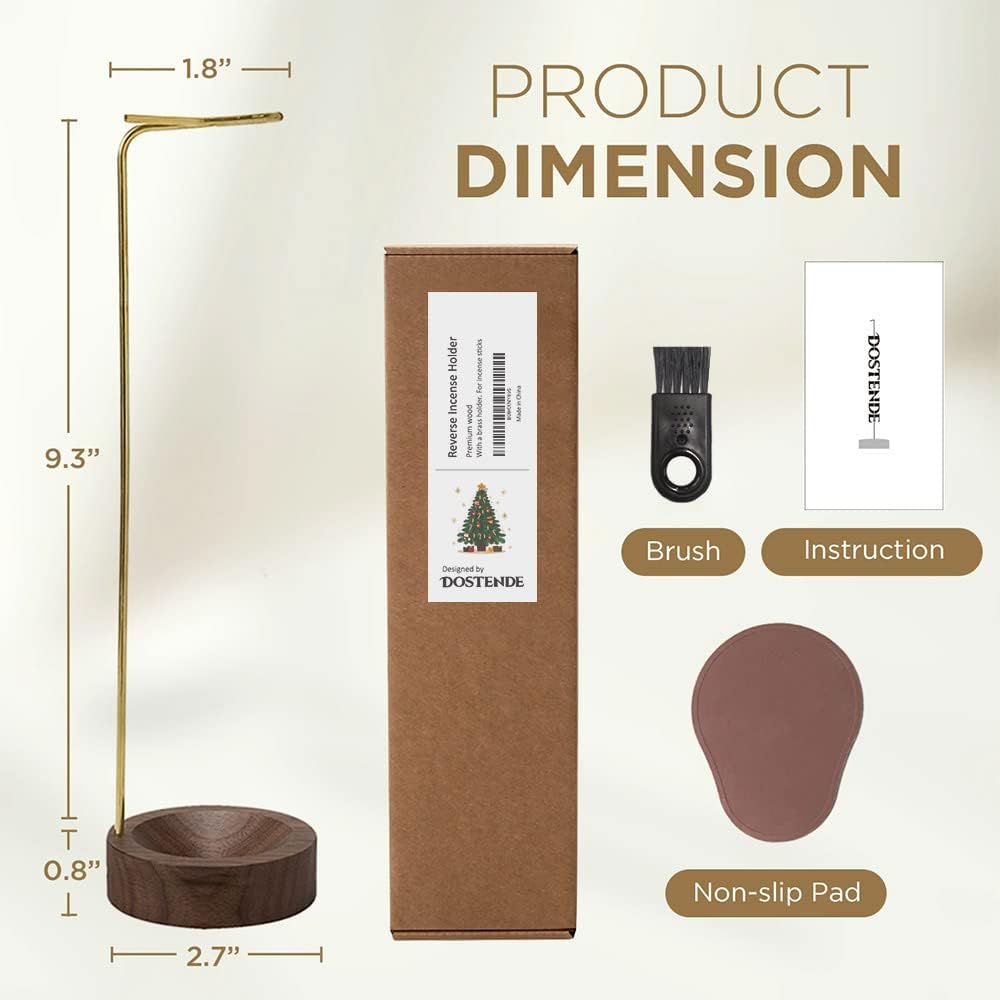 Dostende Incense Holder with Brass Stick Holder and Ash Catcher