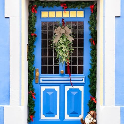 MSUIINT Artificial Lilies Teardrop Wreath Decor