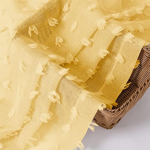 Guken Yellow Semi Sheer Curtains 2 Panels 108 Inches Long