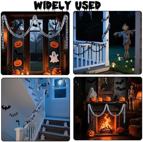 26FT Black White Striped Sandworm Garland Halloween Decoration