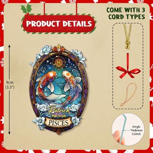 Personalized Pisces Constellation Hanging Ornament for Christmas Tree Decoration