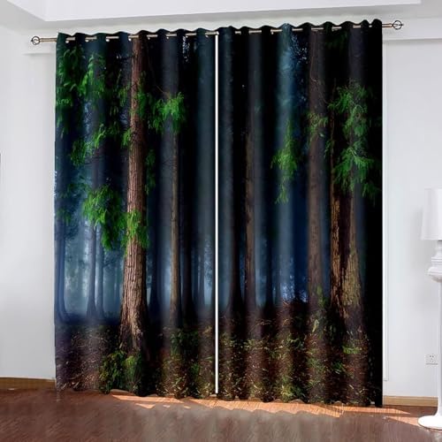 Homxi 2 Panel Blackout Curtains Psychedelic Trees