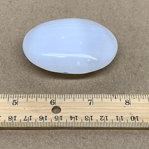 WatanGems 98g Natural Selenite Palm-Stone Crystal Pillow Shape Collectible