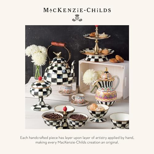 Mackenzie-Childs Tall Enamel Vase Black-and-White Courtly Check
