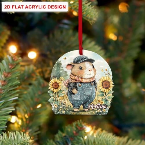 Custom Name Guinea Pig Hanging Ornament Personalized Acrylic Christmas Decor