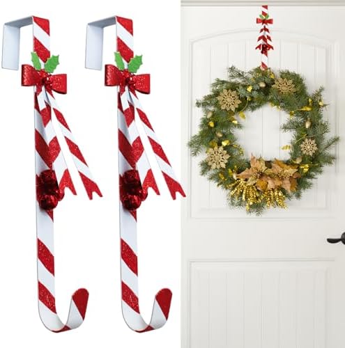 2 Pack Candy Cane Wreath Hangers for Front Door