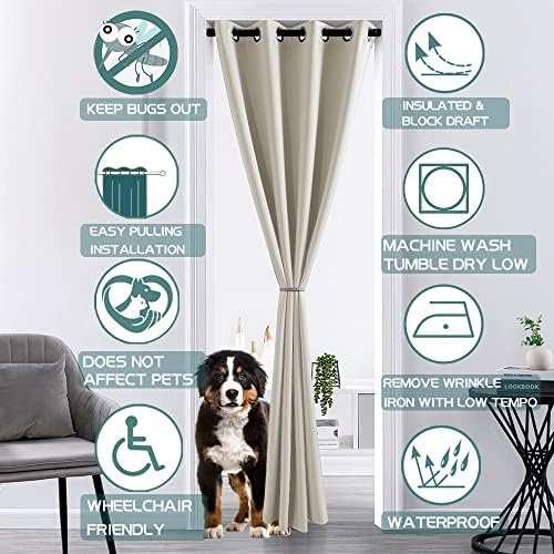 Blackout Doorway Curtain with Hieroglyphs Light Brown 1 Panel