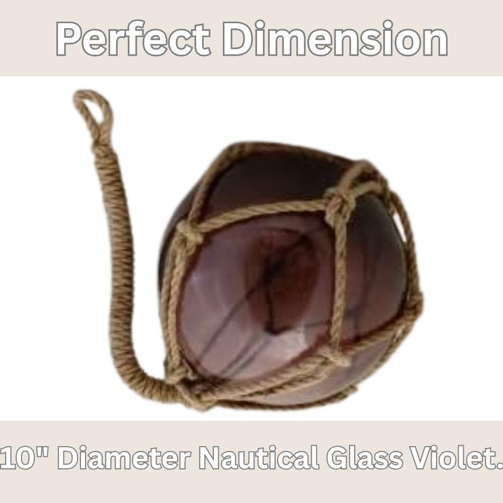 Violet Glass Fishing Buoy - 10 Inch Nautical Decor
