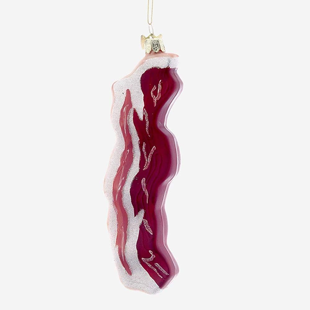 Kurt Adler Glass Bacon Ornament with S Hook and Gift Box