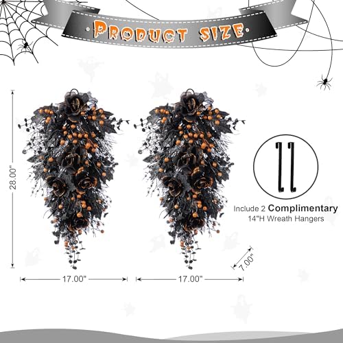Glitzhome Halloween Teardrop Swag Set of 2