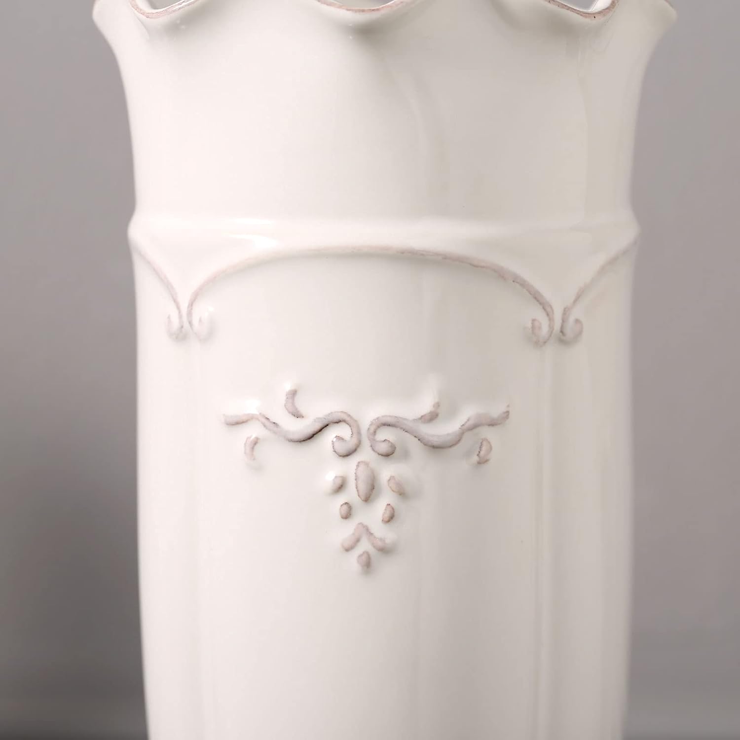 Hjn White Vase for Flowers Ceramic French Rustic