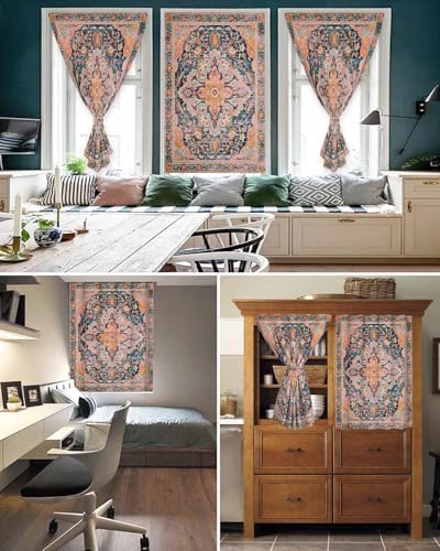 Yomandocix Orange Geometric Self Adhesive Curtains for Windows