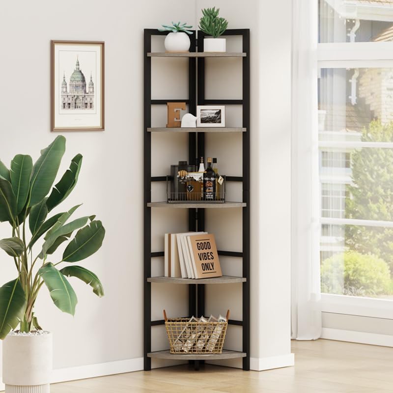 BON AUGURE 5 Tier Corner Bookshelf Stand