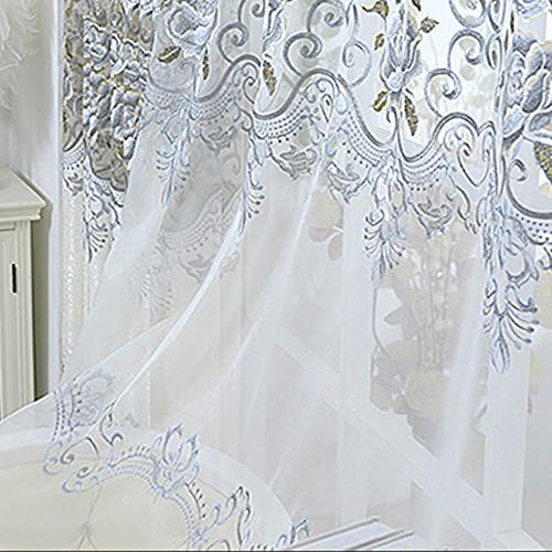 Floral Embroidered Sheer Curtains 1 Panel Rod Pocket Top W75 x L84