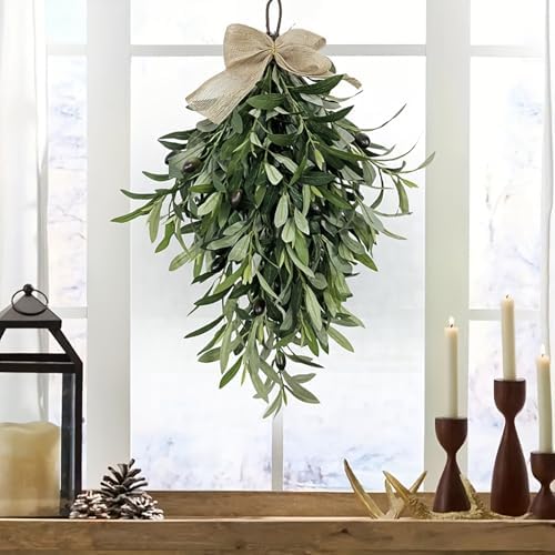 236 Inch Artificial Olive Teardrop Wreath for Home Decor