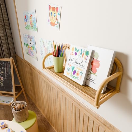 Rattan Wall Shelf Natural Boho Decor Wicker