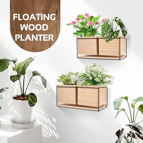 Cozivo Wall Floating Shelves with 2 Wooden Boxes