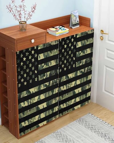 Green American Flag Self Adhesive Blackout Curtains for Windows
