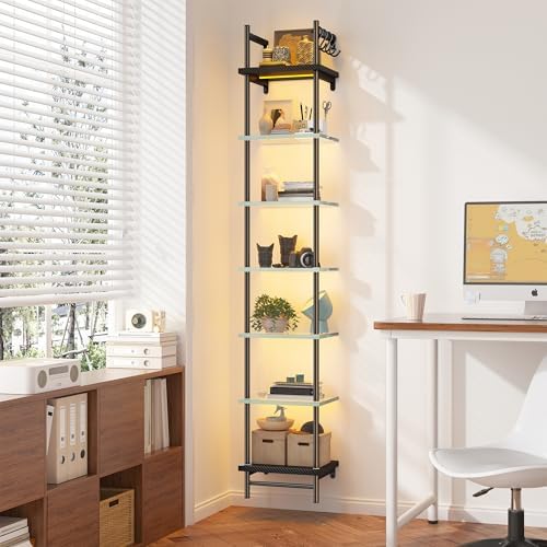 REIBII 7 Tier Floating Shelves with LED Light