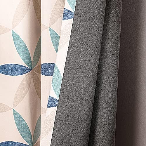 VOGOL Green Yellow Geometric Curtains 2 Panels Blackout Thermal Drapes