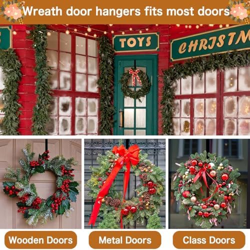 4 Pack 15 Inch Wreath Hanger for Front Door - Black