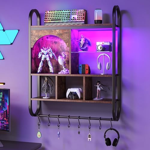 Spacesea 34 Inch 4 Tier Floating Shelves with LED Lights