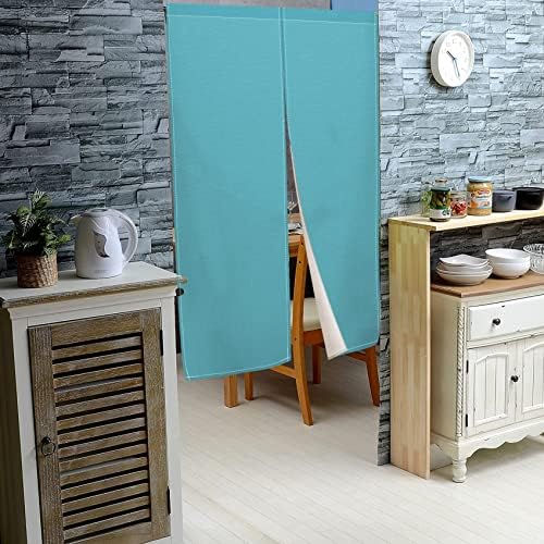 Leowefowa Solid Turquoise Blue Noren Curtain Panel